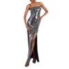 Rotate Birger Christensen Square Neck Sequin-embellished Long Dress, Brand Size 40 (us Size 6) In Black
