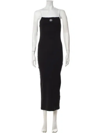 Pre-owned Rotate Birger Christensen Square Neckline Long Dress In Black