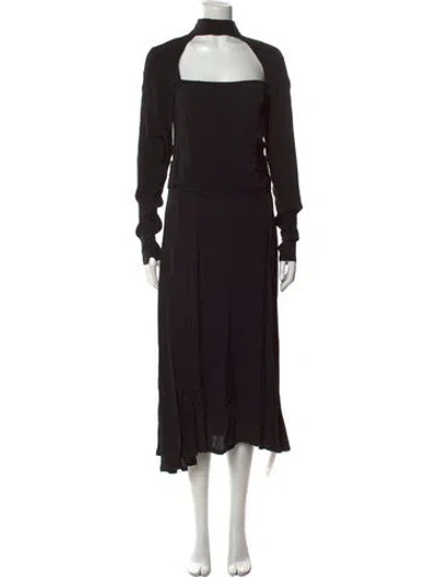 Pre-owned Rotate Birger Christensen Square Neckline Long Dress W/ Tags In Black