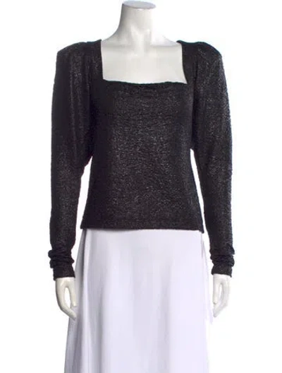 Pre-owned Rotate Birger Christensen Square Neckline Long Sleeve Top In Black/metallic