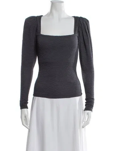 Pre-owned Rotate Birger Christensen Square Neckline Long Sleeve Top In Gray