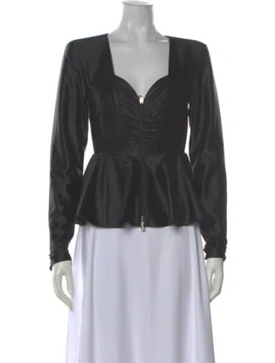 Pre-owned Rotate Birger Christensen Square Neckline Long Sleeve Top In Gray