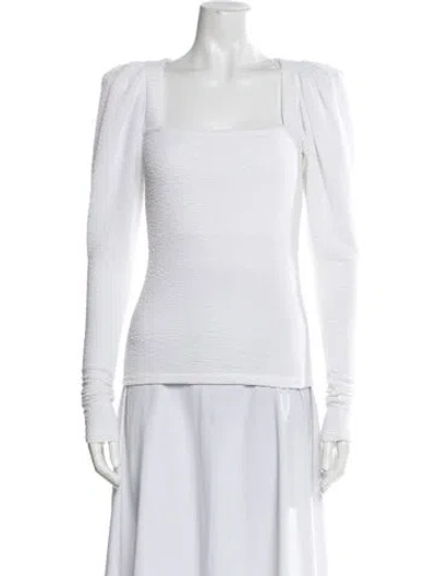 Pre-owned Rotate Birger Christensen Square Neckline Long Sleeve Top In White