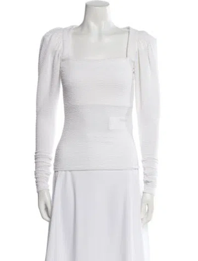 Pre-owned Rotate Birger Christensen Square Neckline Long Sleeve Top In White