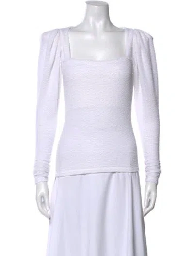 Pre-owned Rotate Birger Christensen Square Neckline Long Sleeve Top In White