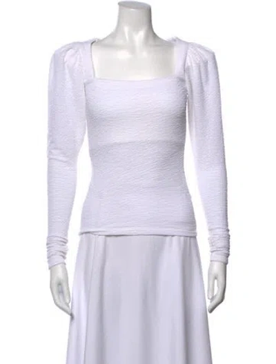 Pre-owned Rotate Birger Christensen Square Neckline Long Sleeve Top In White