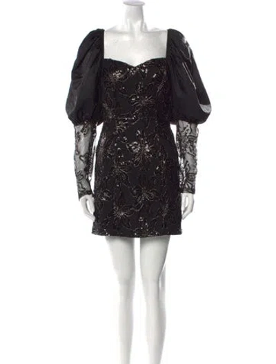 Pre-owned Rotate Birger Christensen Square Neckline Mini Dress In Black