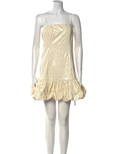 Pre-owned Rotate Birger Christensen Square Neckline Mini Dress In Neutral