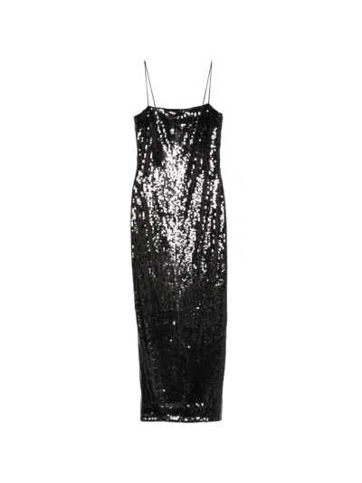 Rotate Birger Christensen Square-neck Sequin-embellished Midi Dress In Multi