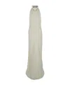 Rotate Birger Christensen Rotate White Crewneck Long Dress With Contrasting Lace Detail On The Rear In Tech Fabric Woman In White