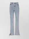 Rotate Birger Christensen Straight Denim Jeans With Side Braided Accents In Blue