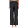 Rotate Birger Christensen Wide-leg Five-pocket Pants With Leather-effect Finish In Black