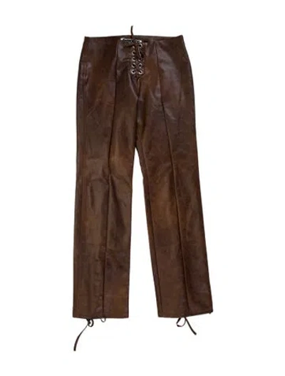 Pre-owned Rotate Birger Christensen Straight Leg Pants In Brown