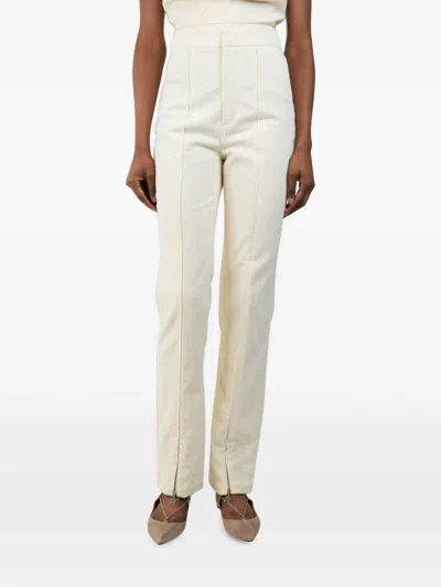 Pre-owned Rotate Birger Christensen Straight-leg Corduroy Trousers In White