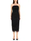 Rotate Birger Christensen Midi Dress With Sequins In Black