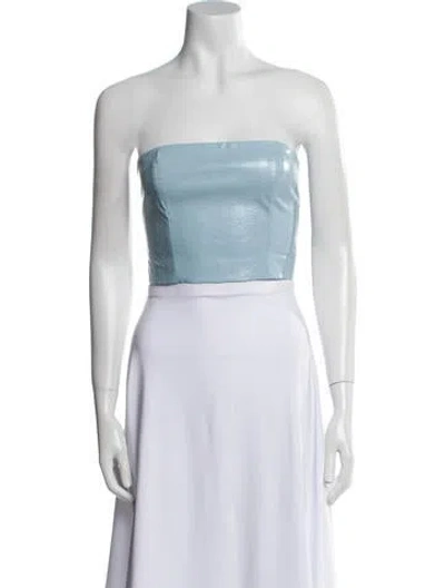 Pre-owned Rotate Birger Christensen Strapless Crop Top In Blue