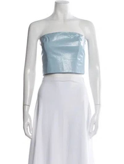 Pre-owned Rotate Birger Christensen Strapless Crop Top In Blue