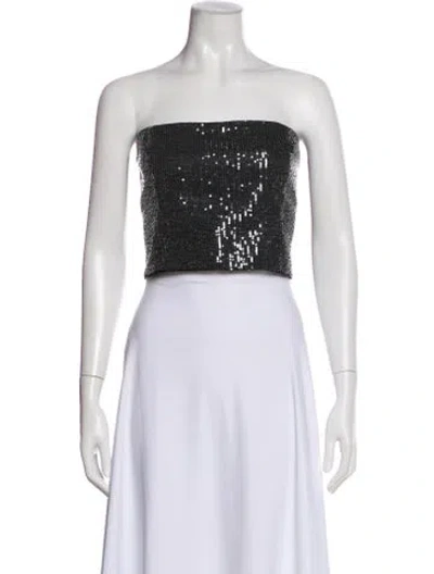 Pre-owned Rotate Birger Christensen Strapless Crop Top In Grey