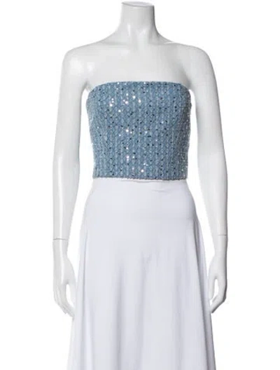 Pre-owned Rotate Birger Christensen Strapless Crop Top In Multi