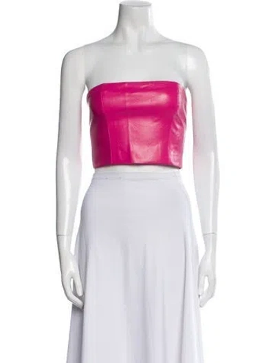 Pre-owned Rotate Birger Christensen Strapless Crop Top In Pink