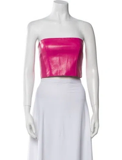 Pre-owned Rotate Birger Christensen Strapless Crop Top In Pink