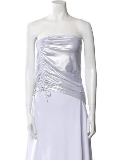 Pre-owned Rotate Birger Christensen Strapless Crop Top In White