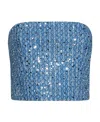 Rotate Birger Christensen Strapless Denim Top In Blue