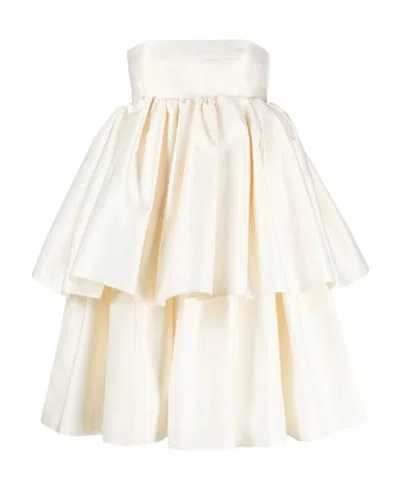 Rotate Birger Christensen Carmina Ruffled Soft Twill Mini Dress In White