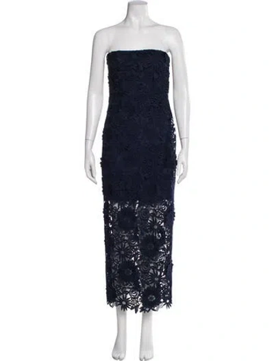 Pre-owned Rotate Birger Christensen Strapless Long Dress In Blue
