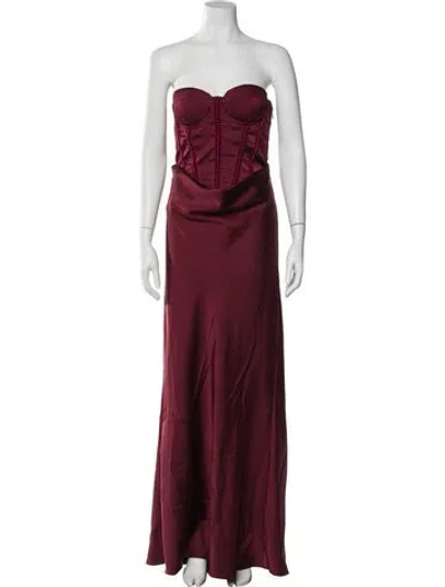 Pre-owned Rotate Birger Christensen Strapless Long Dress In Red
