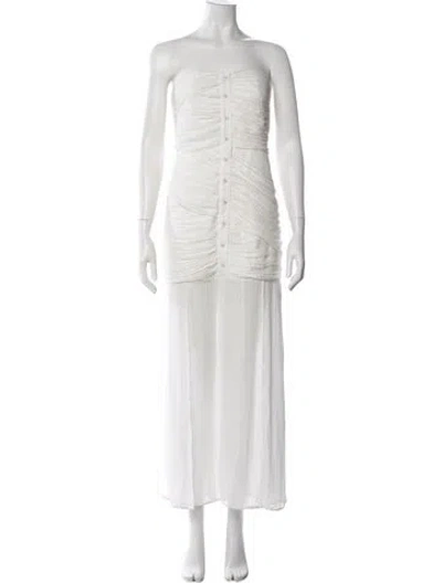 Pre-owned Rotate Birger Christensen Strapless Long Dress In White