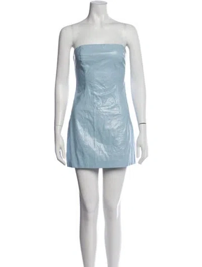 Pre-owned Rotate Birger Christensen Strapless Mini Dress In Blue