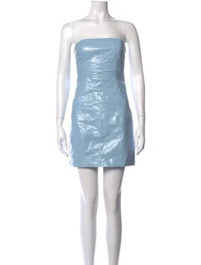 Pre-owned Rotate Birger Christensen Strapless Mini Dress In Blue