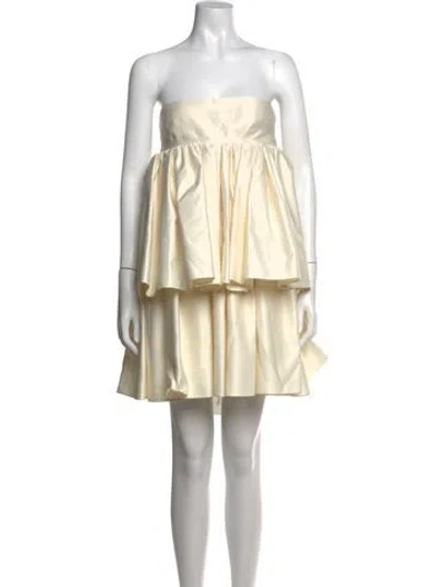 Pre-owned Rotate Birger Christensen Strapless Mini Dress In Neutrals