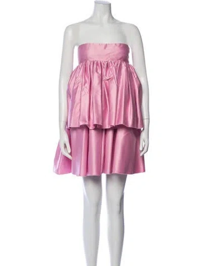 Pre-owned Rotate Birger Christensen Strapless Mini Dress In Pink