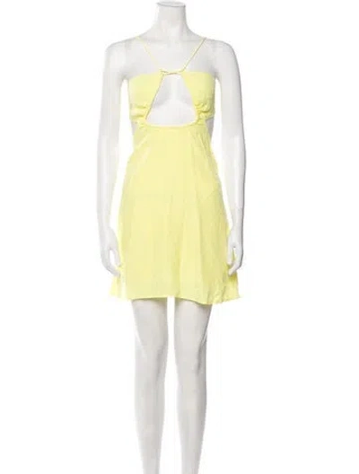 Pre-owned Rotate Birger Christensen Strapless Mini Dress In Yellow