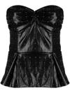 Rotate Birger Christensen Strapless Peplum Top In Black