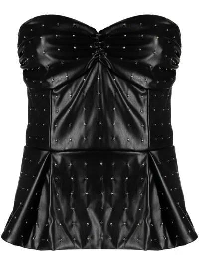Rotate Birger Christensen Strapless Peplum Top In Black