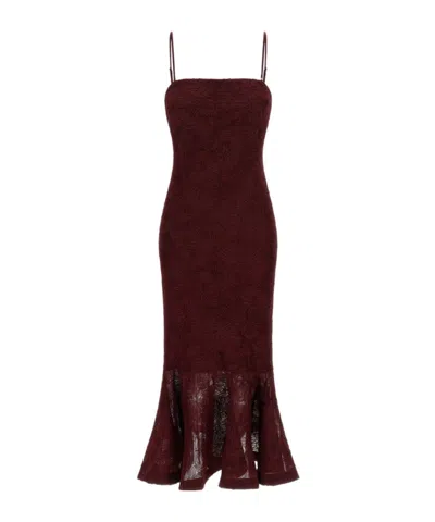 Rotate Birger Christensen Strapless Rosejacquard Mermaid Midi Gown In Brown