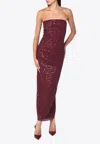 Rotate Birger Christensen Rotate Bordeaux Evening Dress With All-over Paillettes In Burgundy