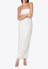 Rotate Birger Christensen Long Cream-colored Dress With Sequins In White