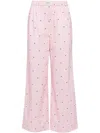 Rotate Birger Christensen Logo-print Striped Straight Trousers In Pink