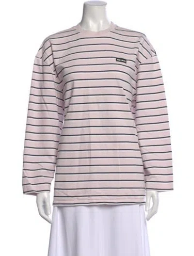 Pre-owned Rotate Birger Christensen Striped Crew Neck Top In Pink
