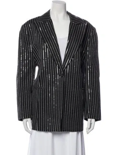 Pre-owned Rotate Birger Christensen Striped Evening Jacket In Gray