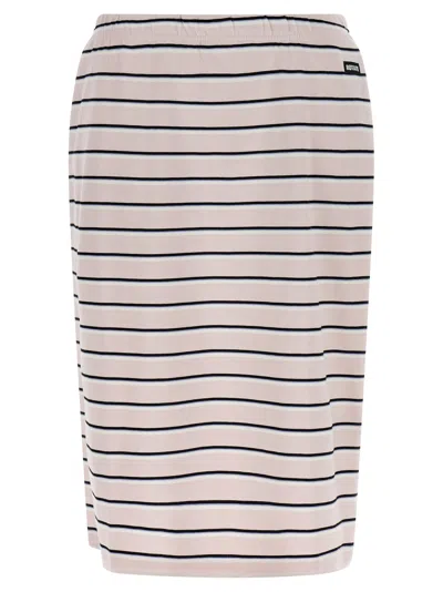 Rotate Birger Christensen Striped Jersey Midi Skirt In Multi