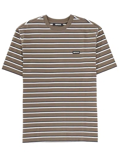 Rotate Birger Christensen Rotate Birgerchristensen Brown Striped Oversized Tshirt In Multi