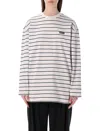 Rotate Birger Christensen Striped Oversized Cotton Jersey T-shirt In White