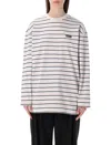 Rotate Birger Christensen Striped Oversized Cotton Jersey T-shirt In White