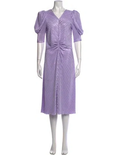 Pre-owned Rotate Birger Christensen Striped Midi Length Dress In Purple