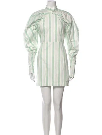 Pre-owned Rotate Birger Christensen Striped Mini Dress In Green